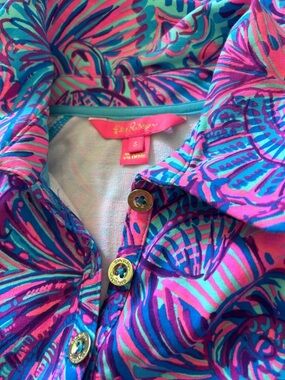 Lilly Pulitzer UPF 50+ Ports terry Turquoise Oasis Shelleidoscope dress small